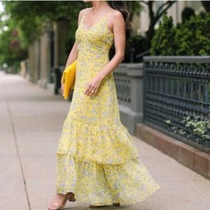 Banana Republic Yellow Floral Maxi Dress - Size 8